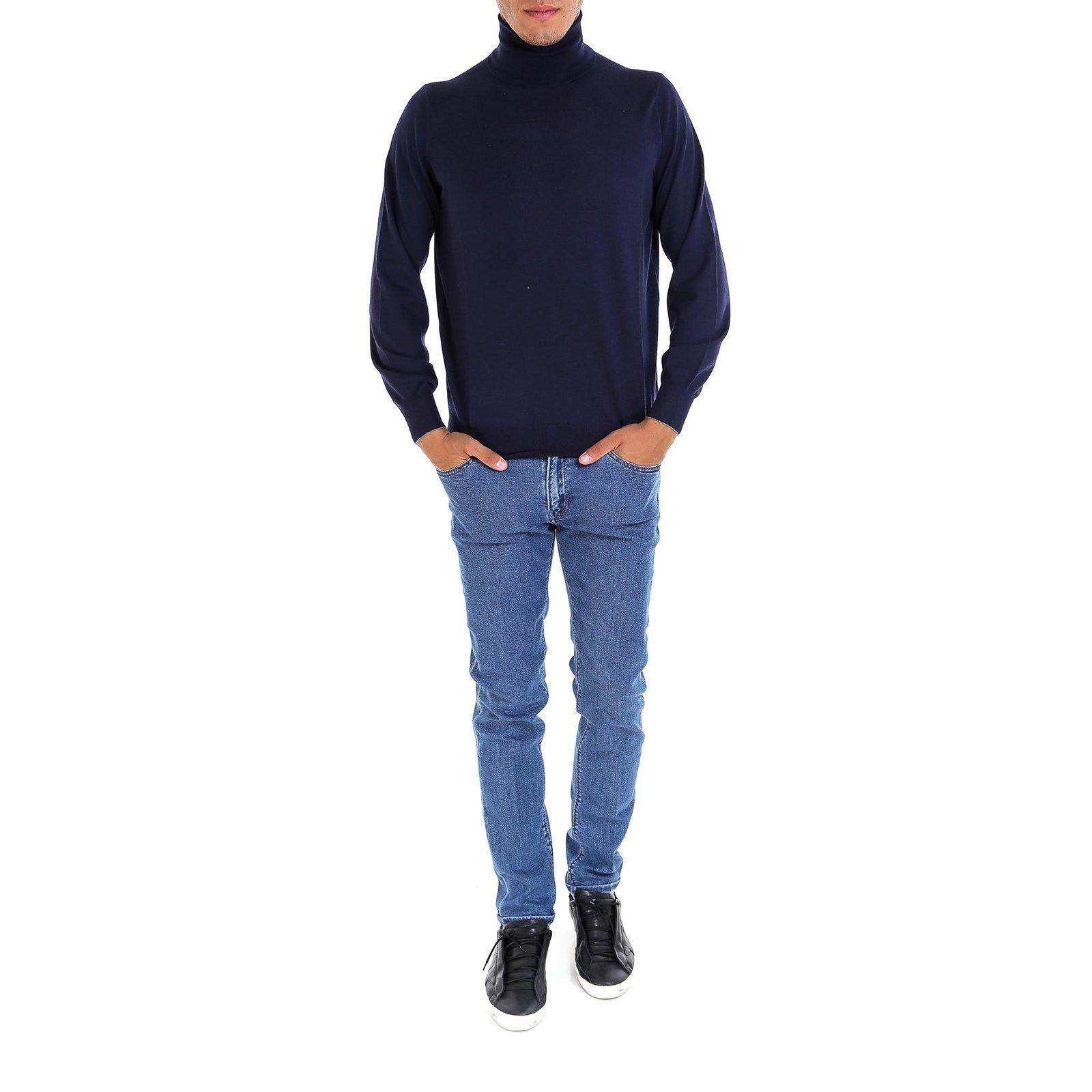 Shop Brunello Cucinelli Turtleneck Jumper In Navy/grigio Scuro