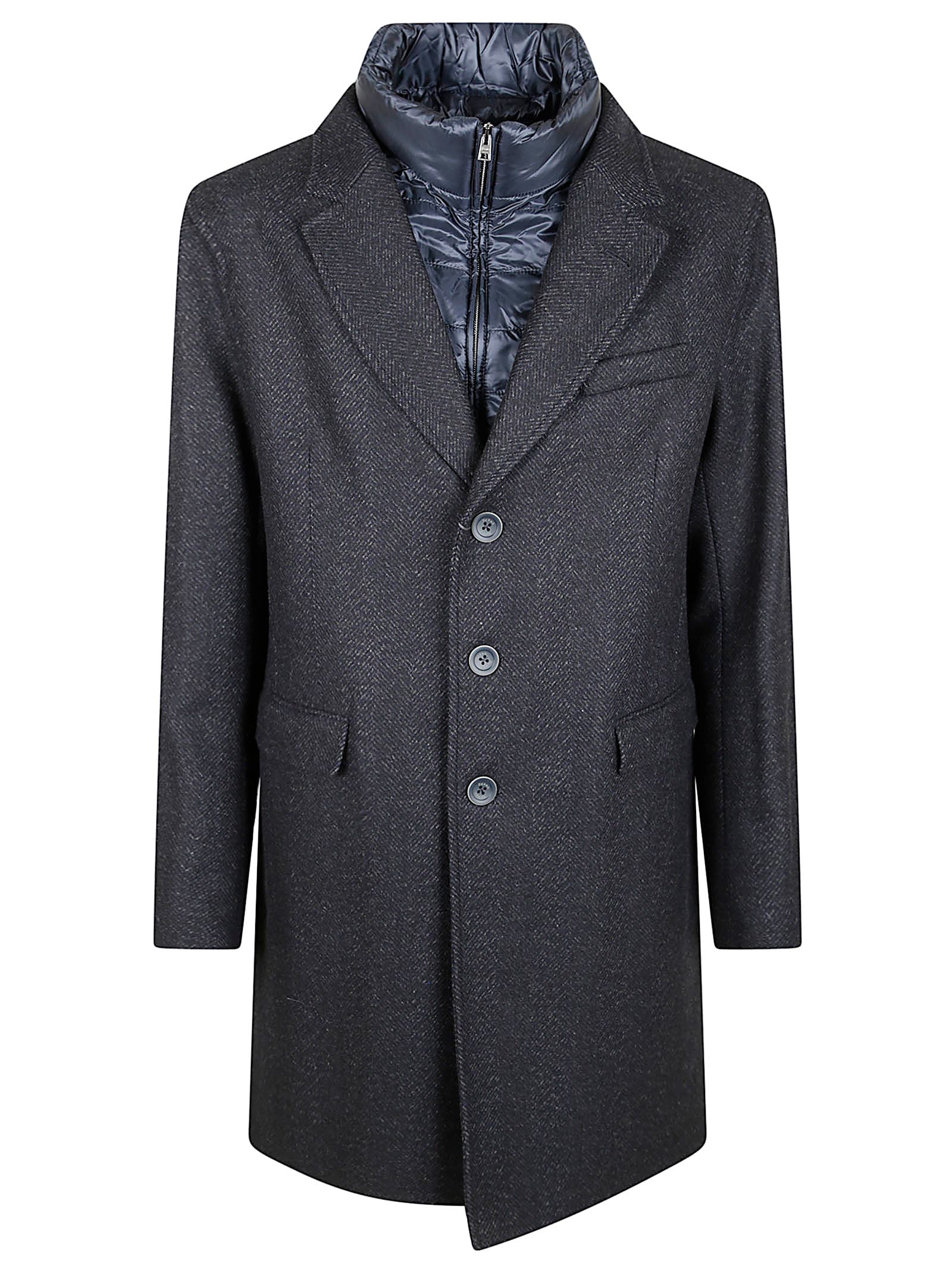 Herno Blue Navy Single Breasted Coat In Blue