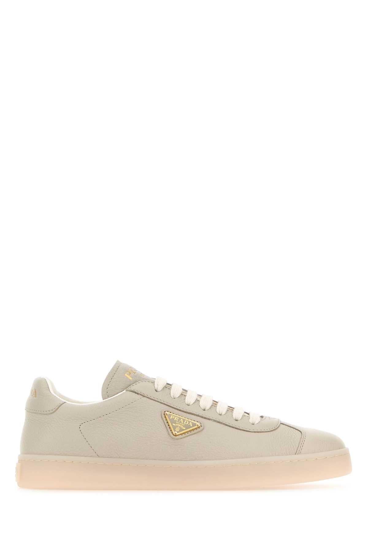 Shop Prada Sand Leather Downtown Sneakers In Pomice