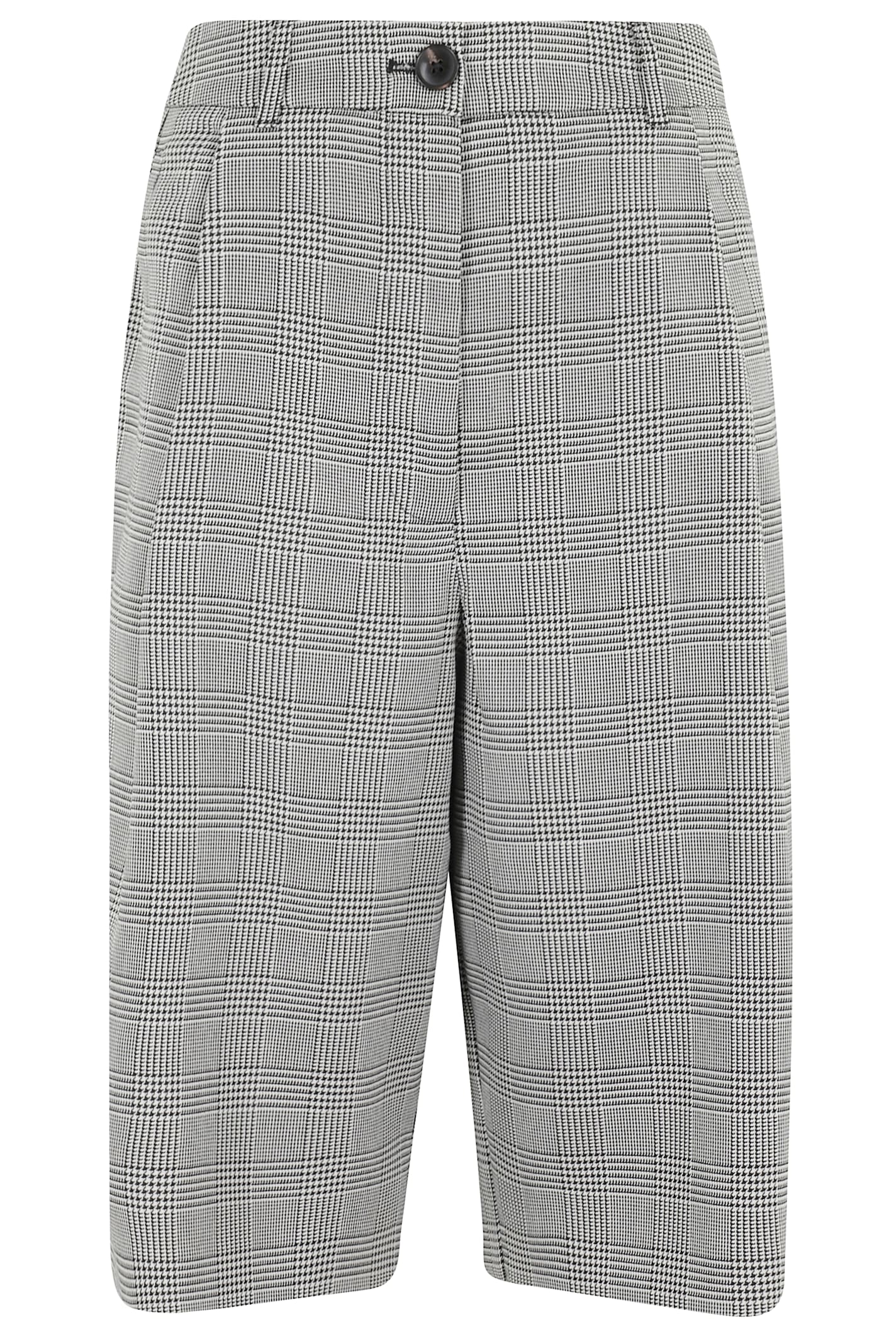 Essentiel Antwerp Pleated Checked Knee-length Shorts In Gray