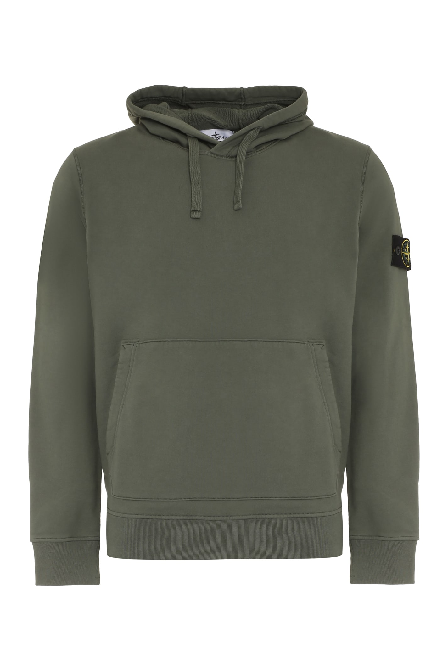 Shop Stone Island Cotton Hoodie In Green