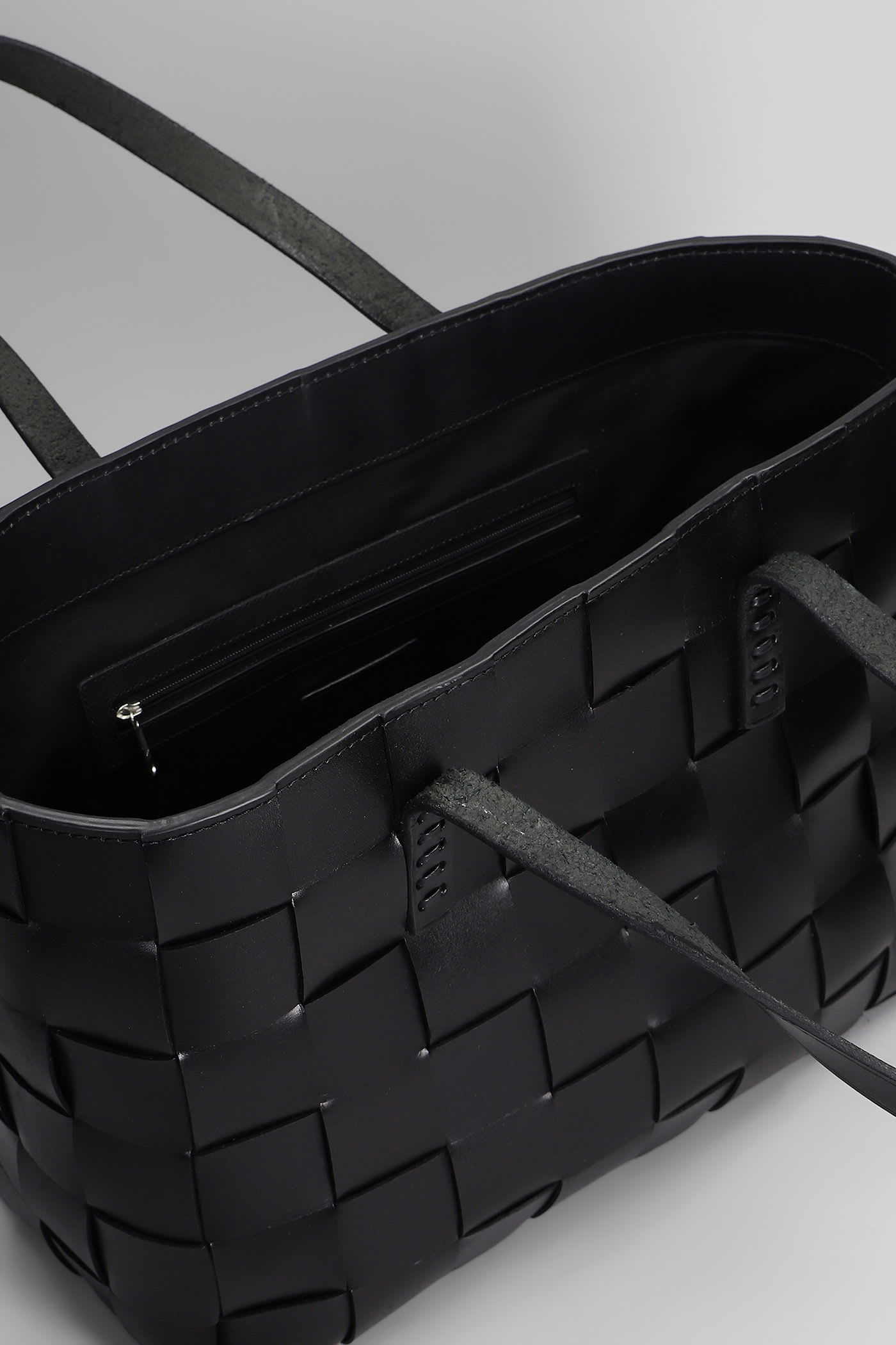 Dragon Diffusion Box Weave Basket Tote In Black Leather In Black