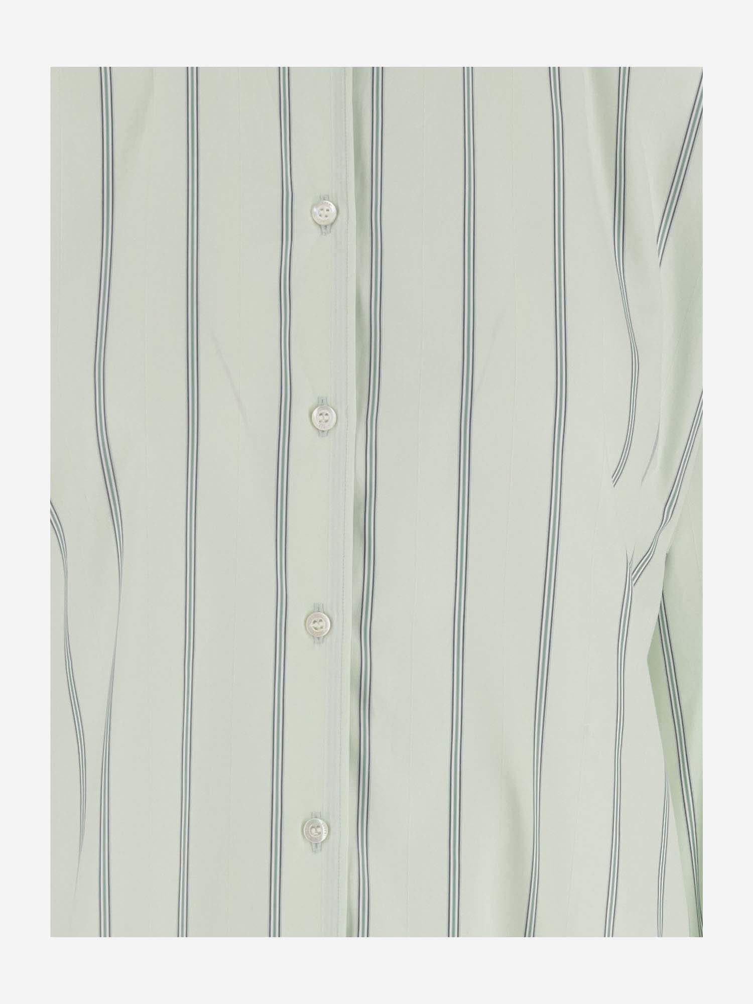 Shop Aspesi Cotton Shirt With Striped Pattern In Riga Verde