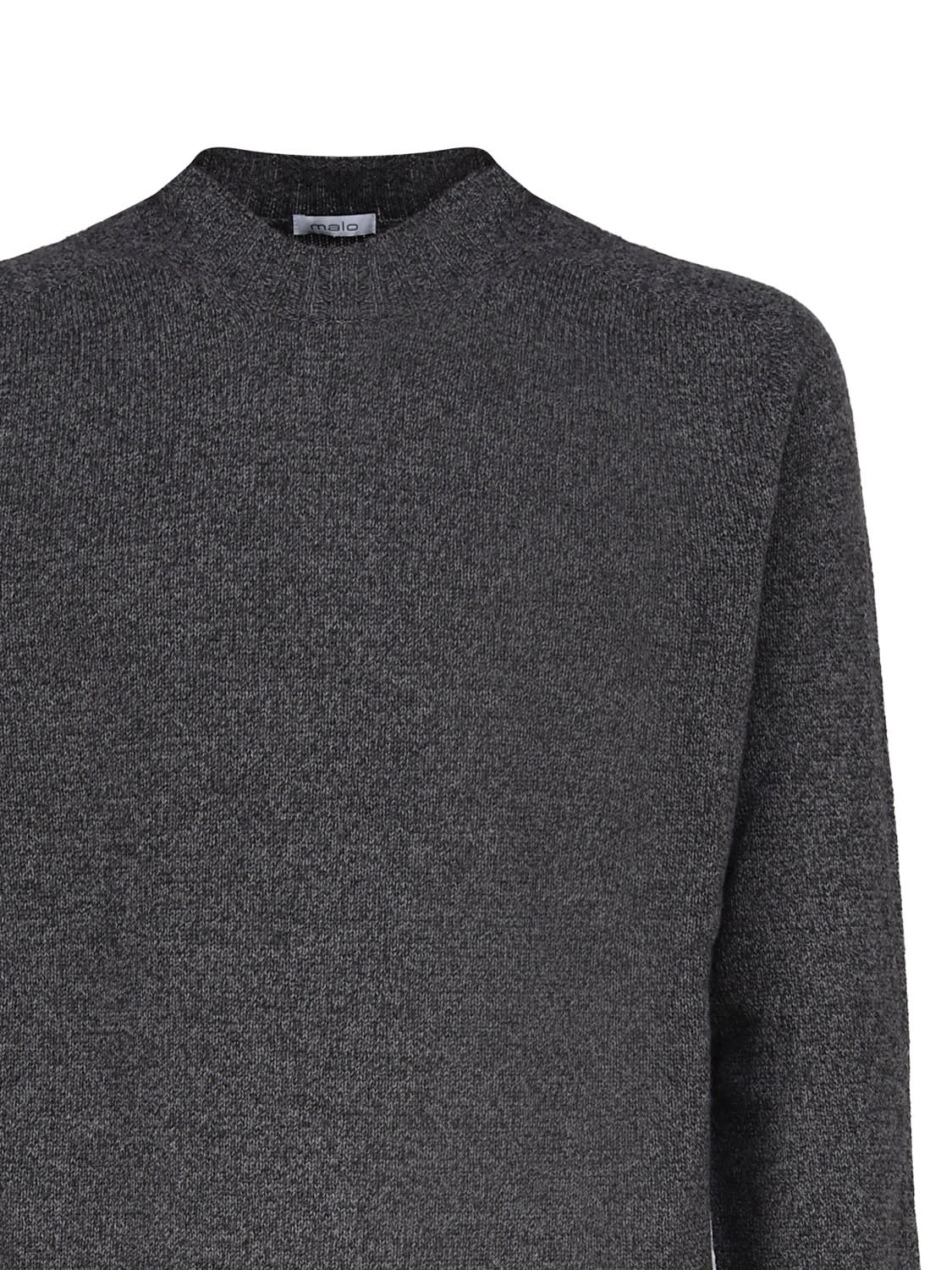 Shop Malo Crew-neck Sweater In Mouliné Cashmere In Grey