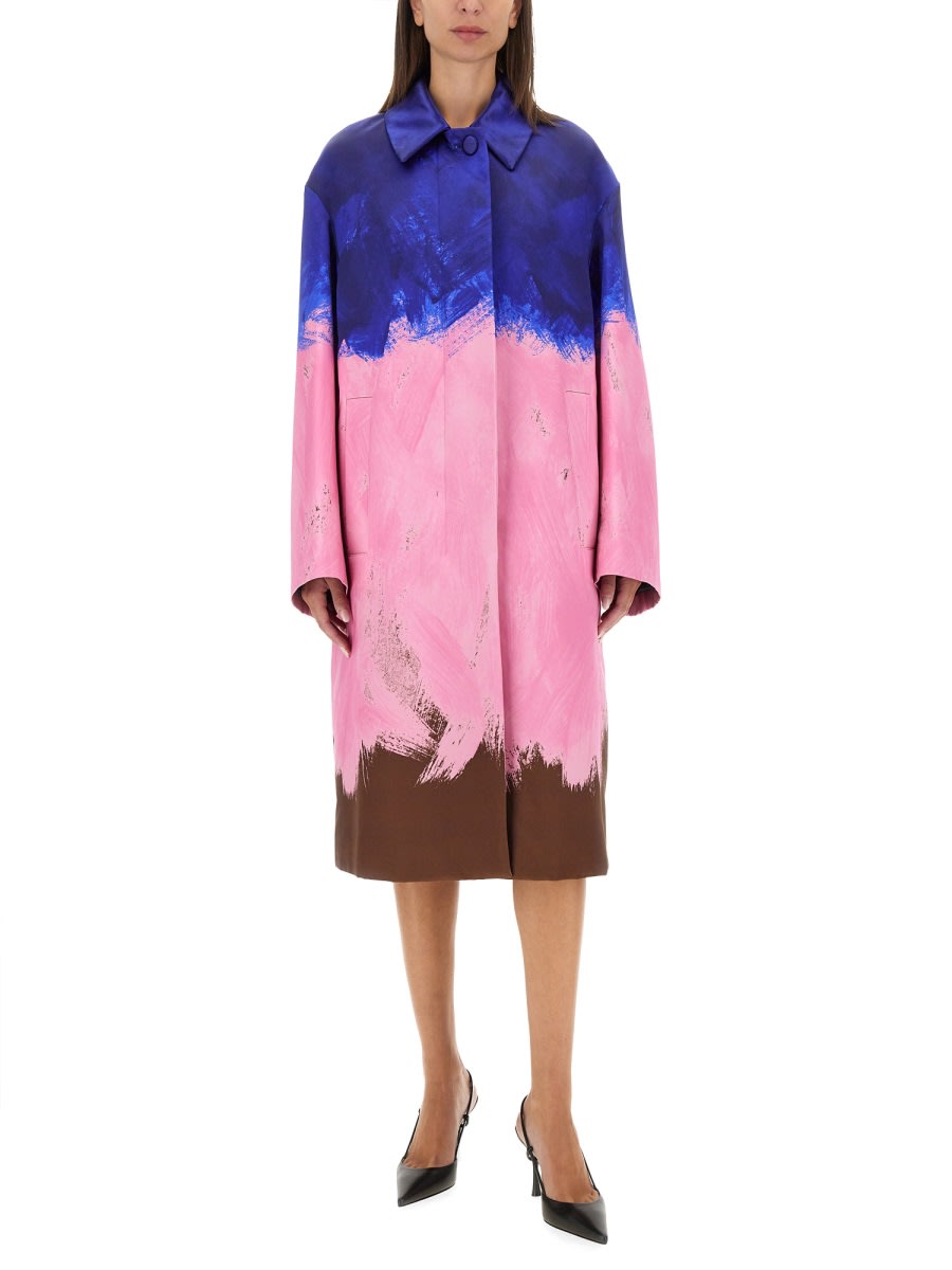 Dries Van Noten Ranks Brushstroke-print Oversized Silk Coat In Multicolour