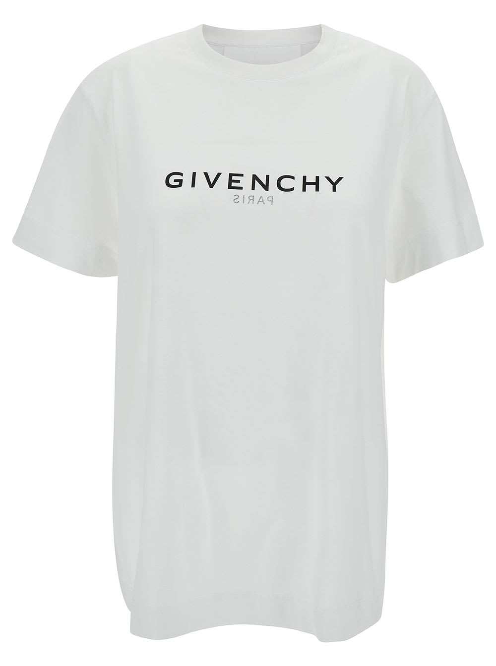 Givenchy White Crewneck T-shirt With Contrasting Logo Print In Cotton Woman