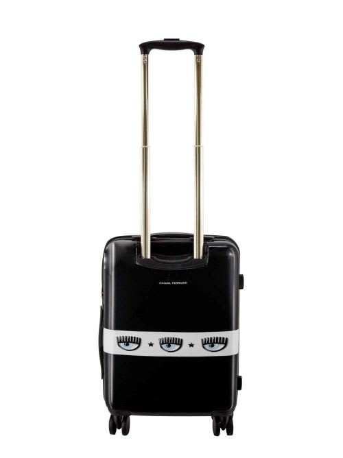 Shop Chiara Ferragni Logomania-stripe Four-wheels Suitcase In Black