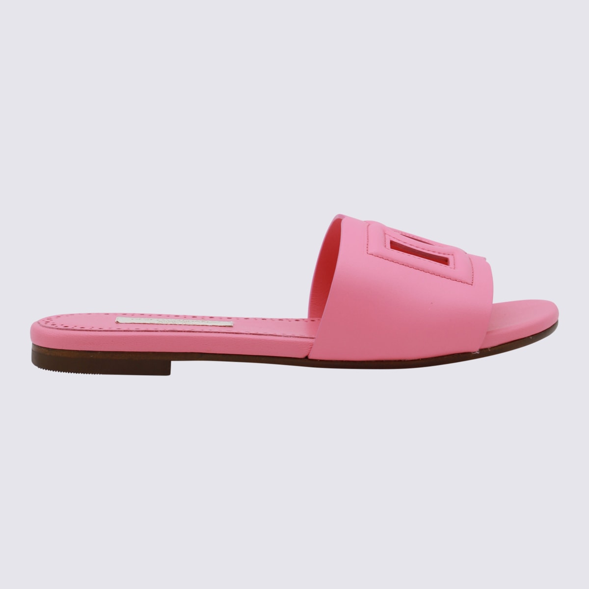 Dolce & Gabbana Kids' Pink Leather Dg Logo Flats In Rosa Medio