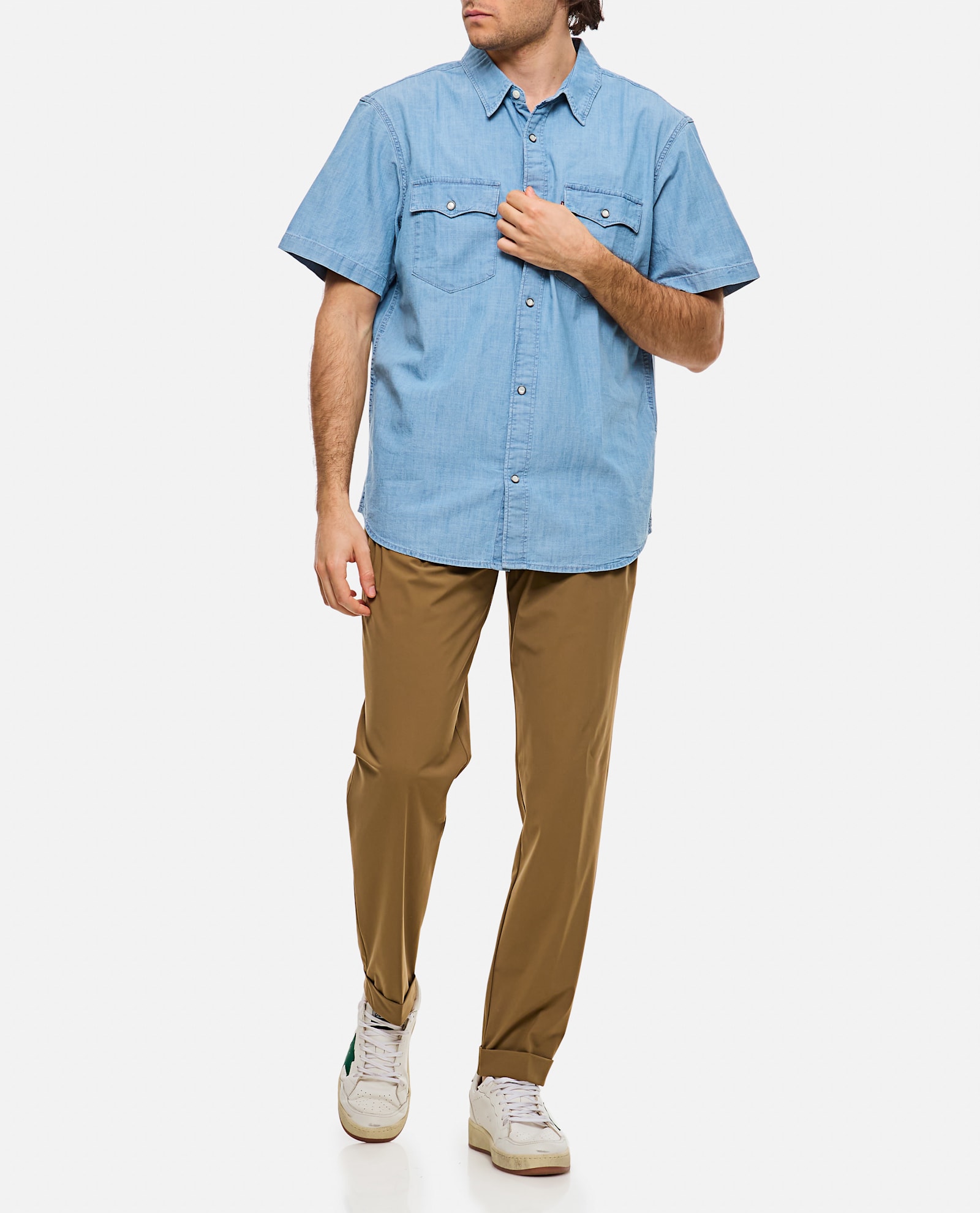 Levi's Short Sleeves Relaxed Fit Western In Clear Blue