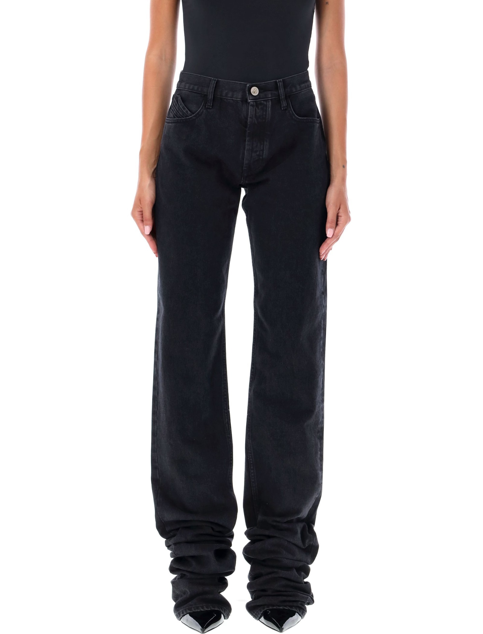 Shop Attico Extra Long Slim Jeans In Black