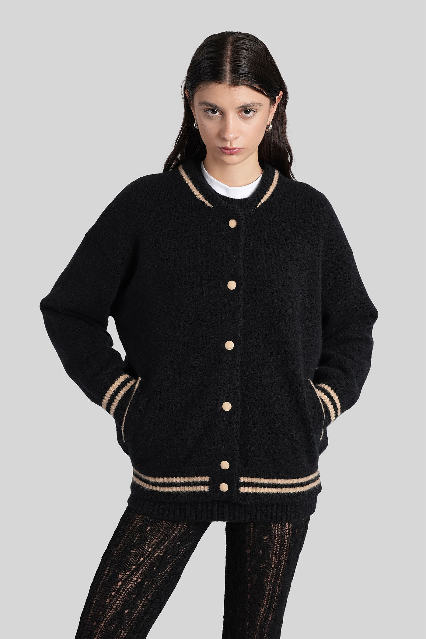 Laneus Bomber Jacket In Black Cashmere