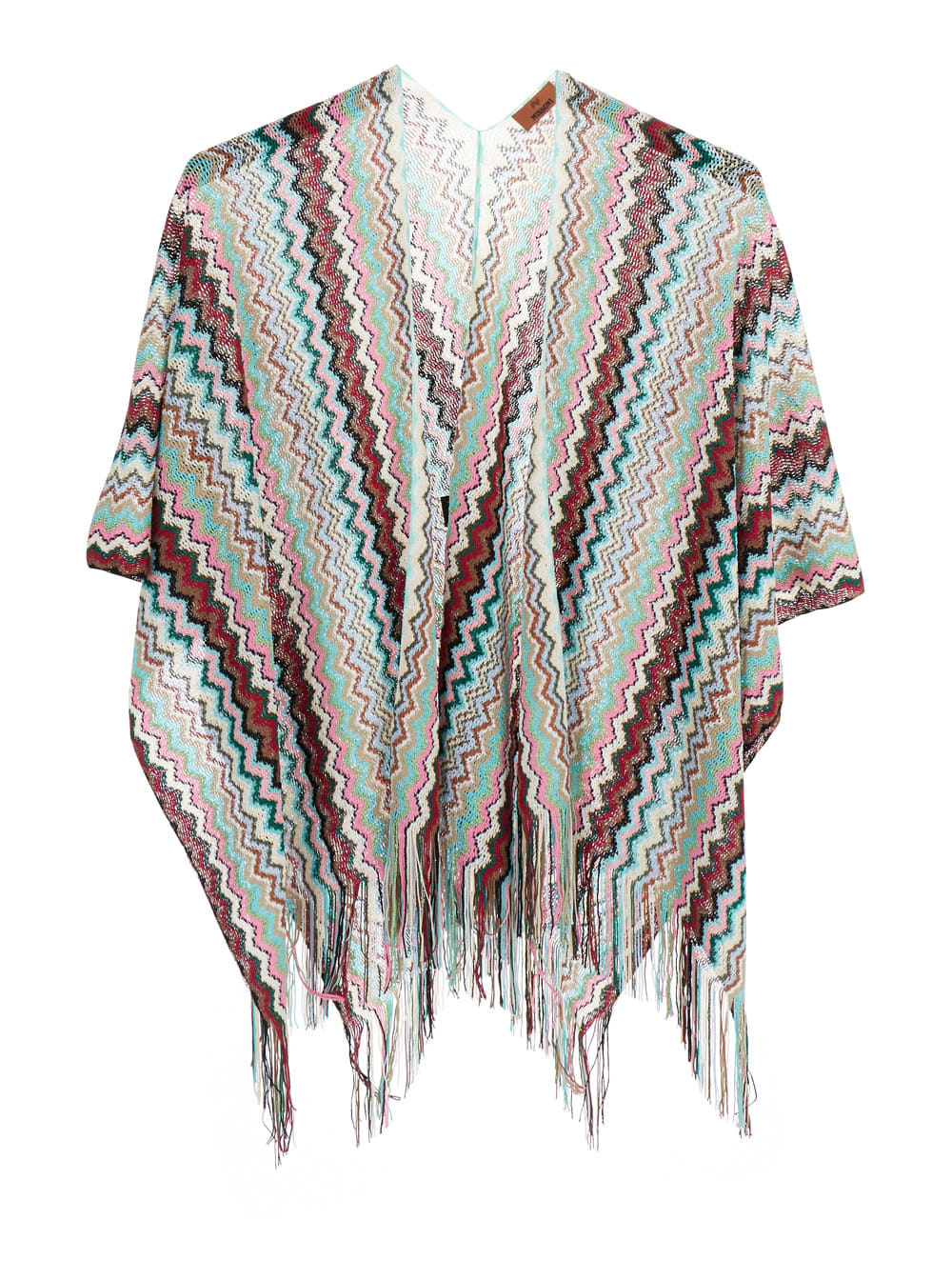 Missoni Multicolor Cape With Fringed Hem And All-over Zig-zag Motif In Viscose Blend Woman In Multi