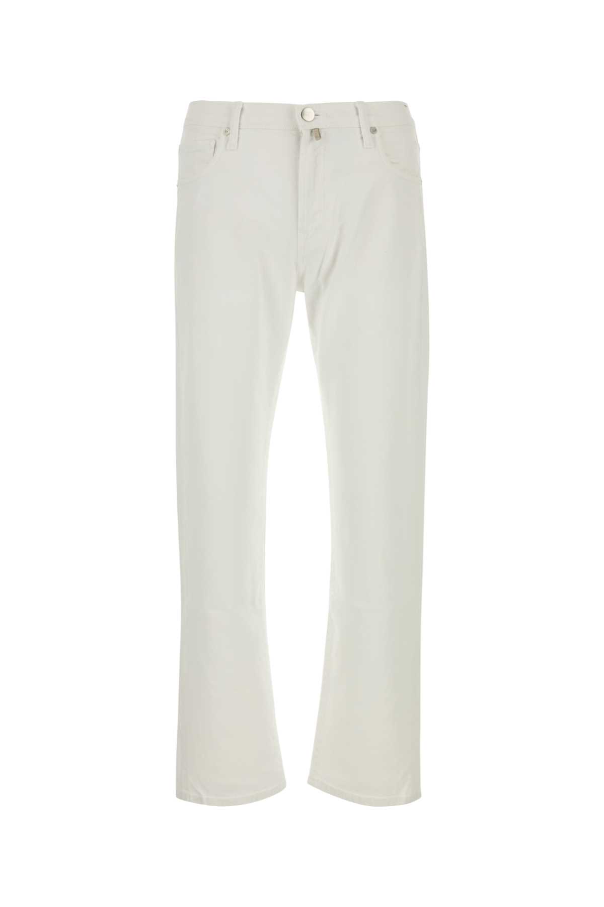 Incotex Denim Jeans Stretch Coton Poches Rivets In Biancoottico