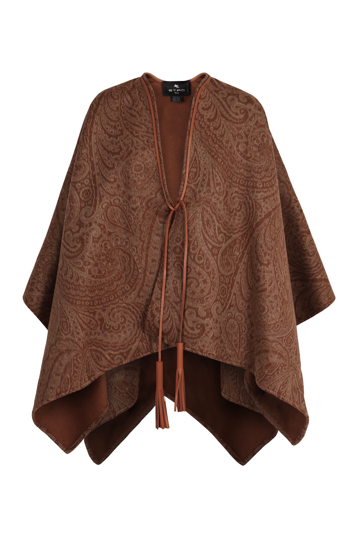 Etro Wool And Cashmere Jacquard Cloak In Brown