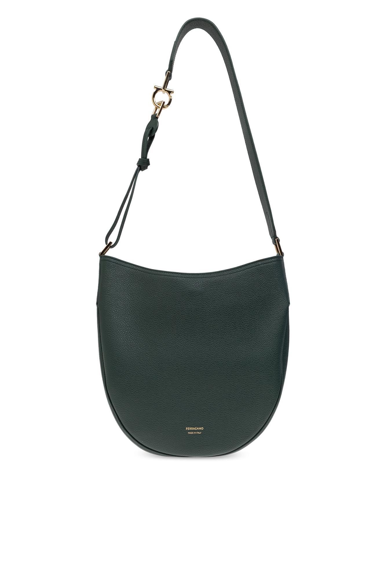Ferragamo Medium Hobo North-south Leather Shoulder Bag In Green
