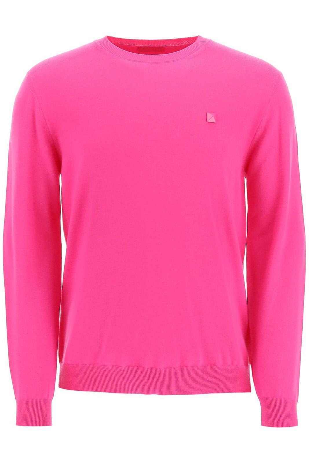 Shop Valentino Crewneck Long-sleeved Jumper In Pink Pp