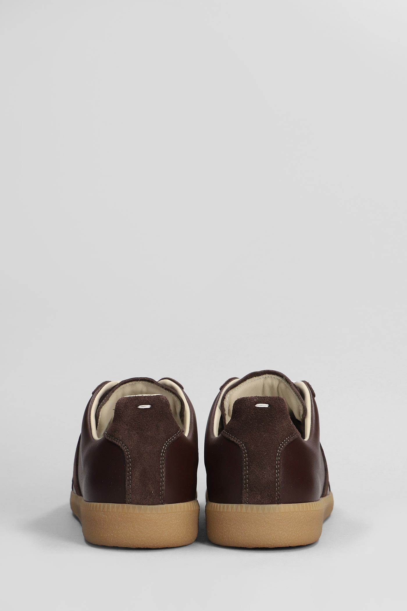 Shop Maison Margiela Replica Sneakers In Brown Suede And Leather