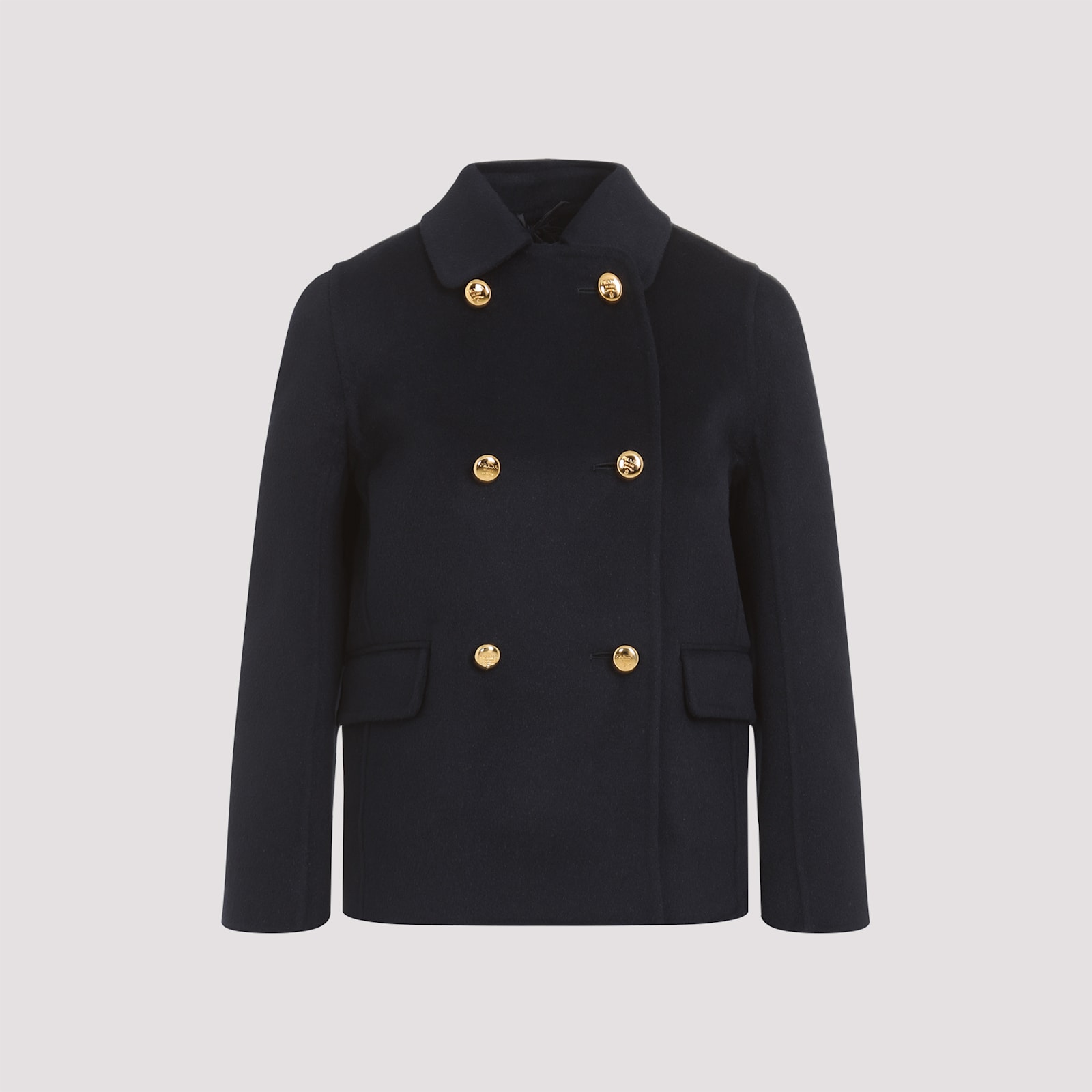 Prada Double-breasted Blue Jacket With Gold Buttons And Tailored Fit In Bleu