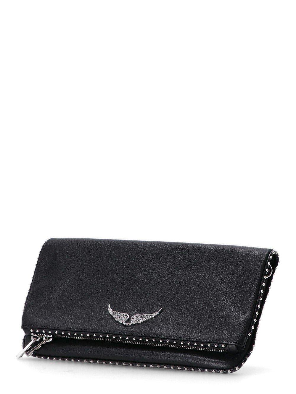 Zadig & Voltaire Stud-embellished Chain-linked Shoulder Bag In Black