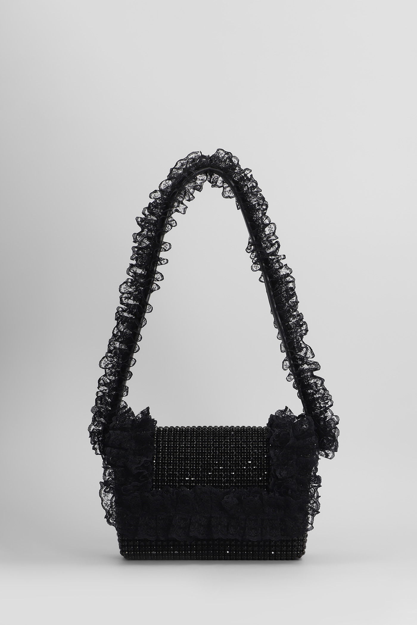 Self-portrait Crystal Lace Shoulder Bag In Black