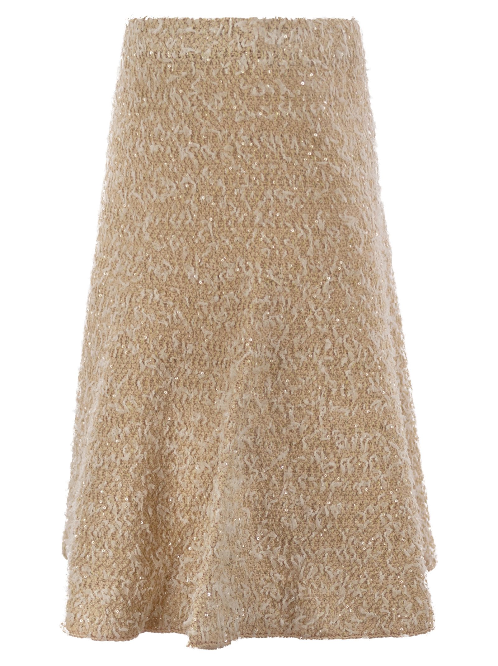 Shop Fabiana Filippi Tweed Effect Flared Skirt In Beige