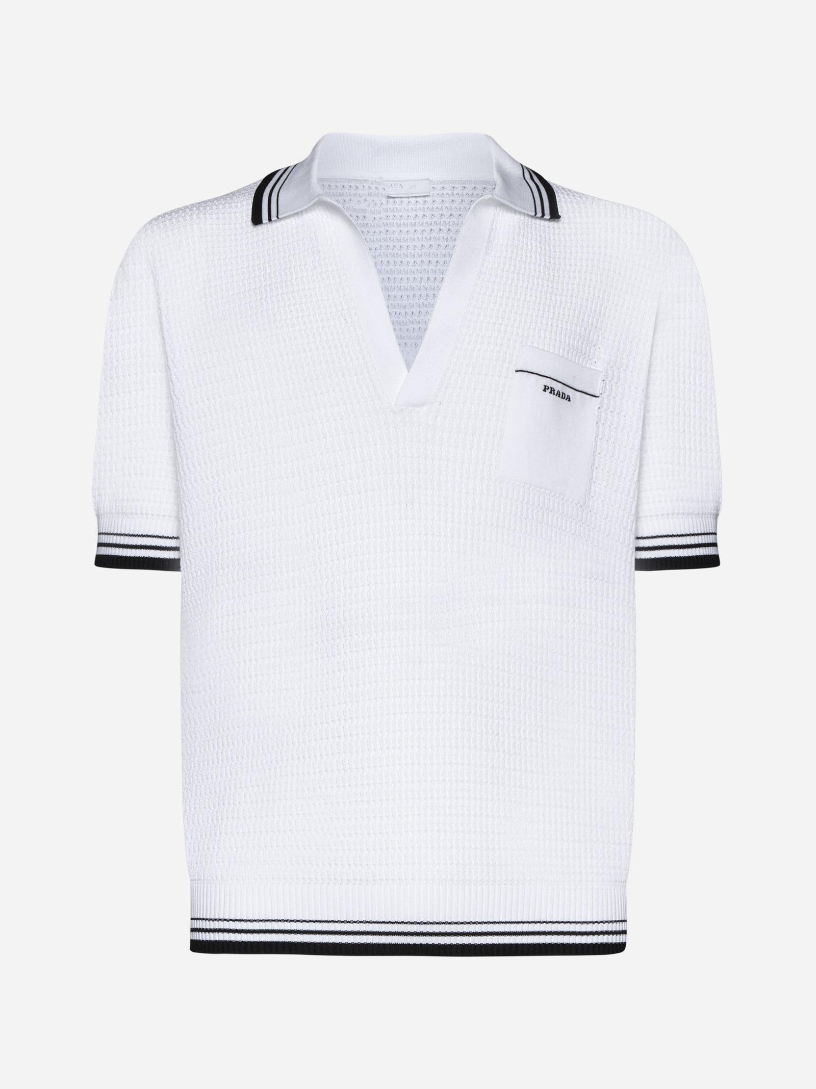 Shop Prada Jacquard Knit Polo Shirt