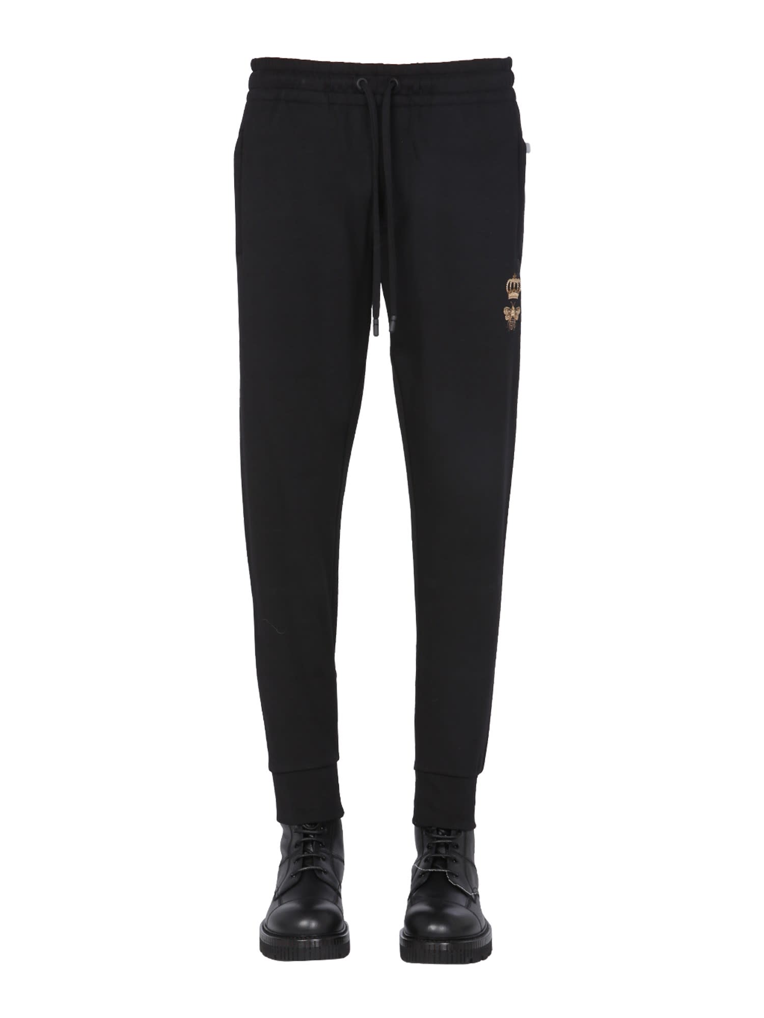 Dolce & Gabbana Jogging Pants With Bee And Crown Embroidered