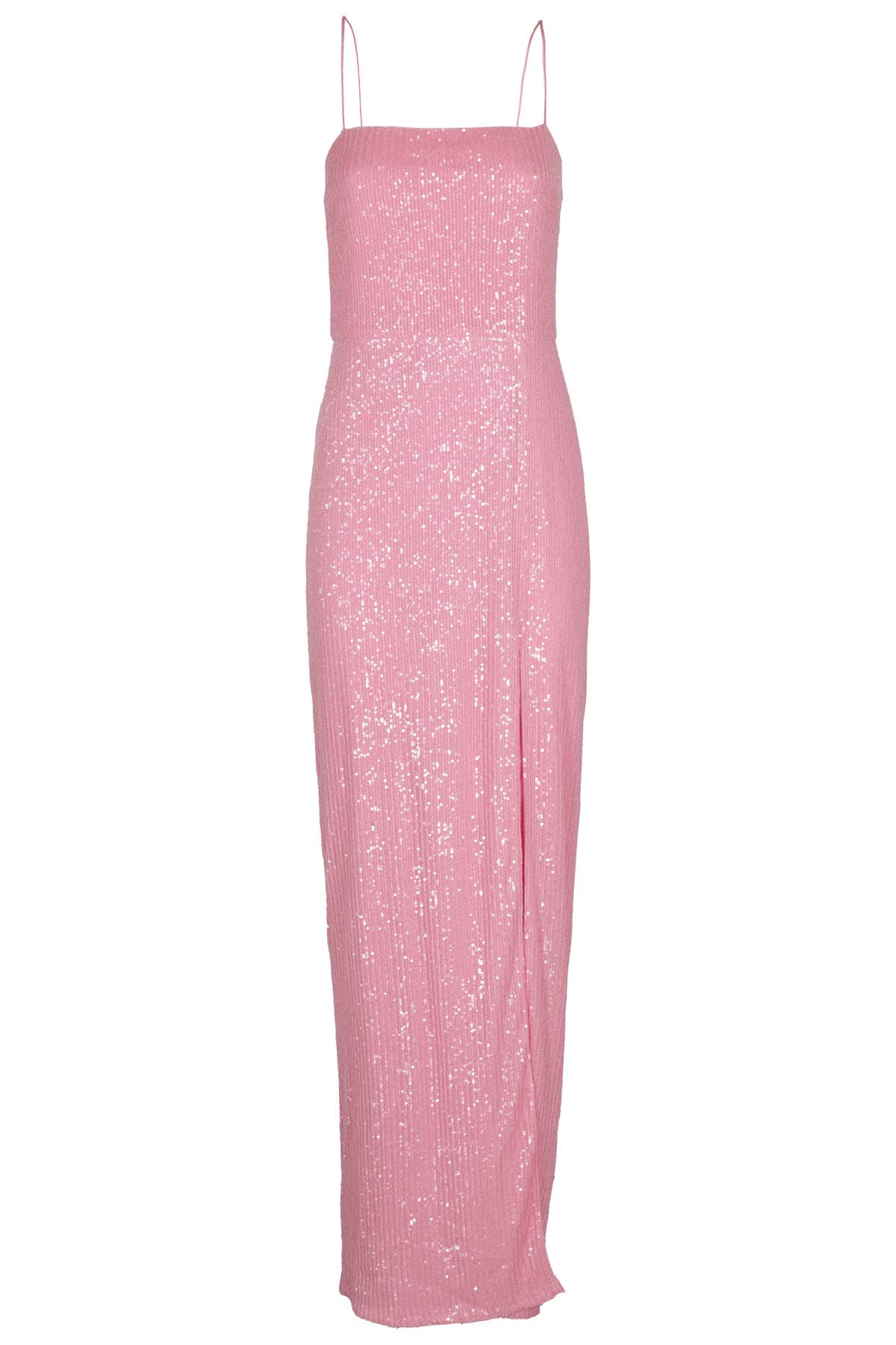 Rotate Birger Christensen Sequin-embellished Side-slit Maxi Dress In Pink Polyester In Bergonia Pink