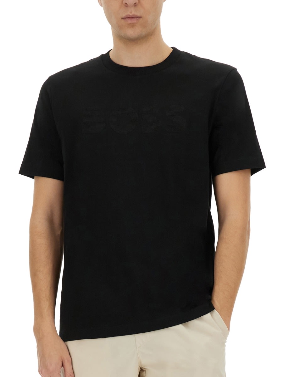Hugo Boss Boss Cotton Jersey T Shirt In Black