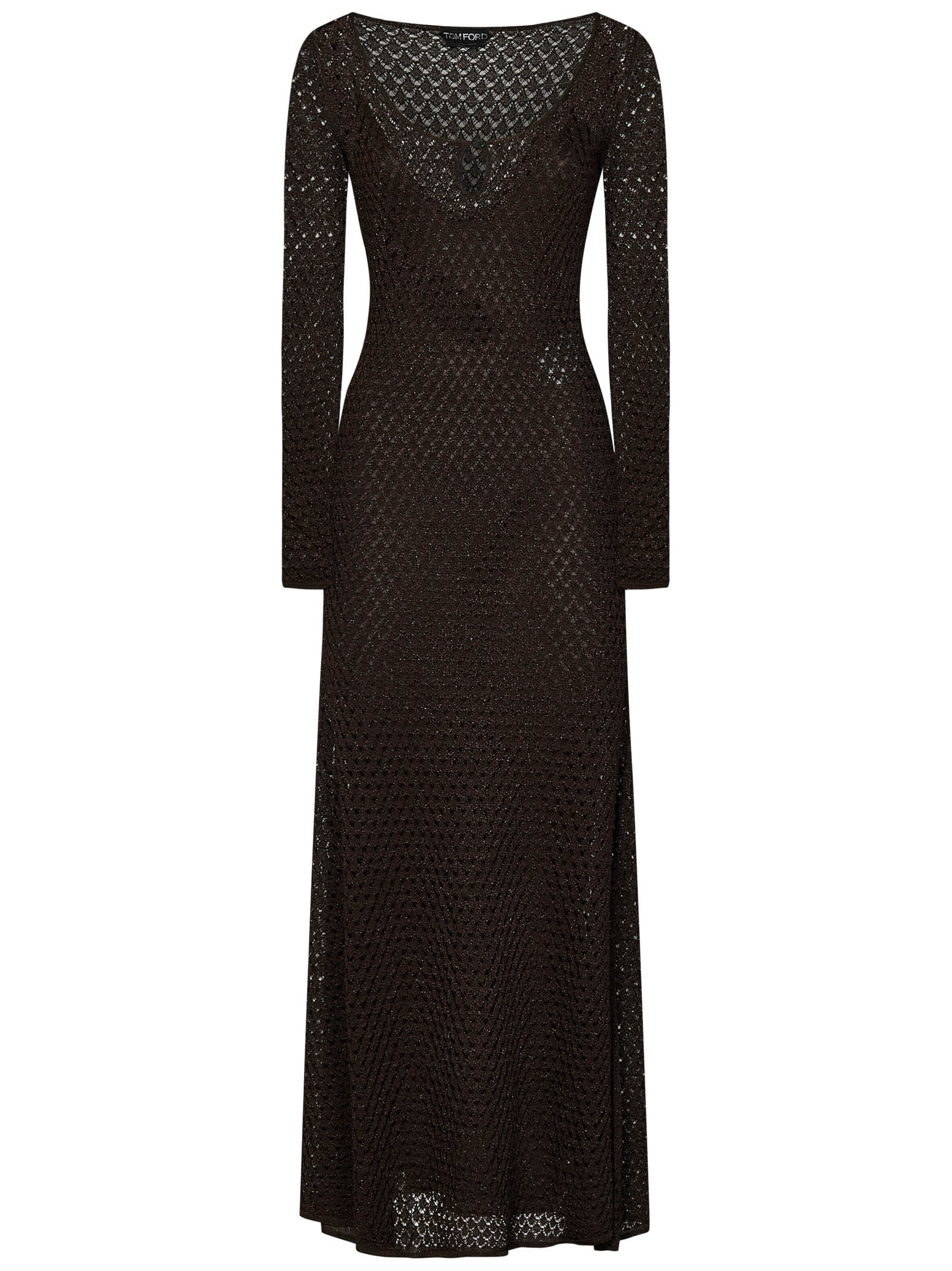 Shop Tom Ford Long Dress In Choccolate Brown