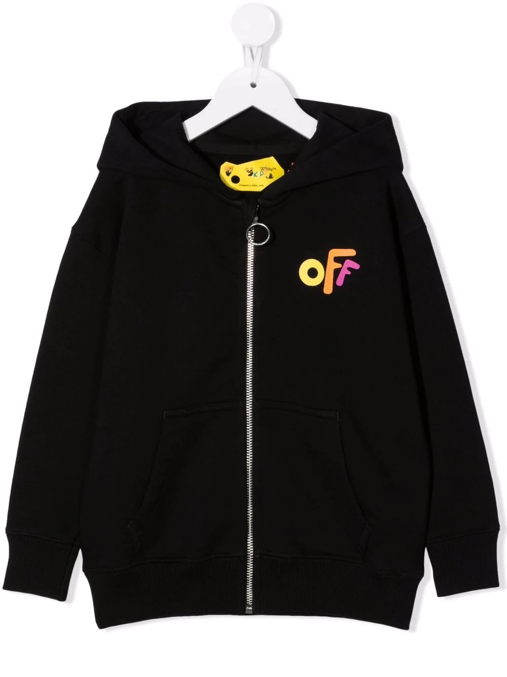 Off-White Kids Rounded Black Zipped Hoodie