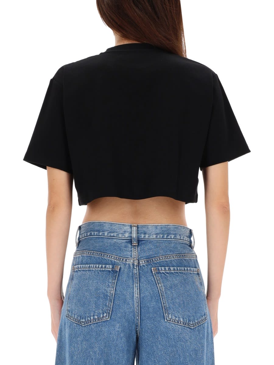 Off-white Ribbed Cropped T-shirt In Black