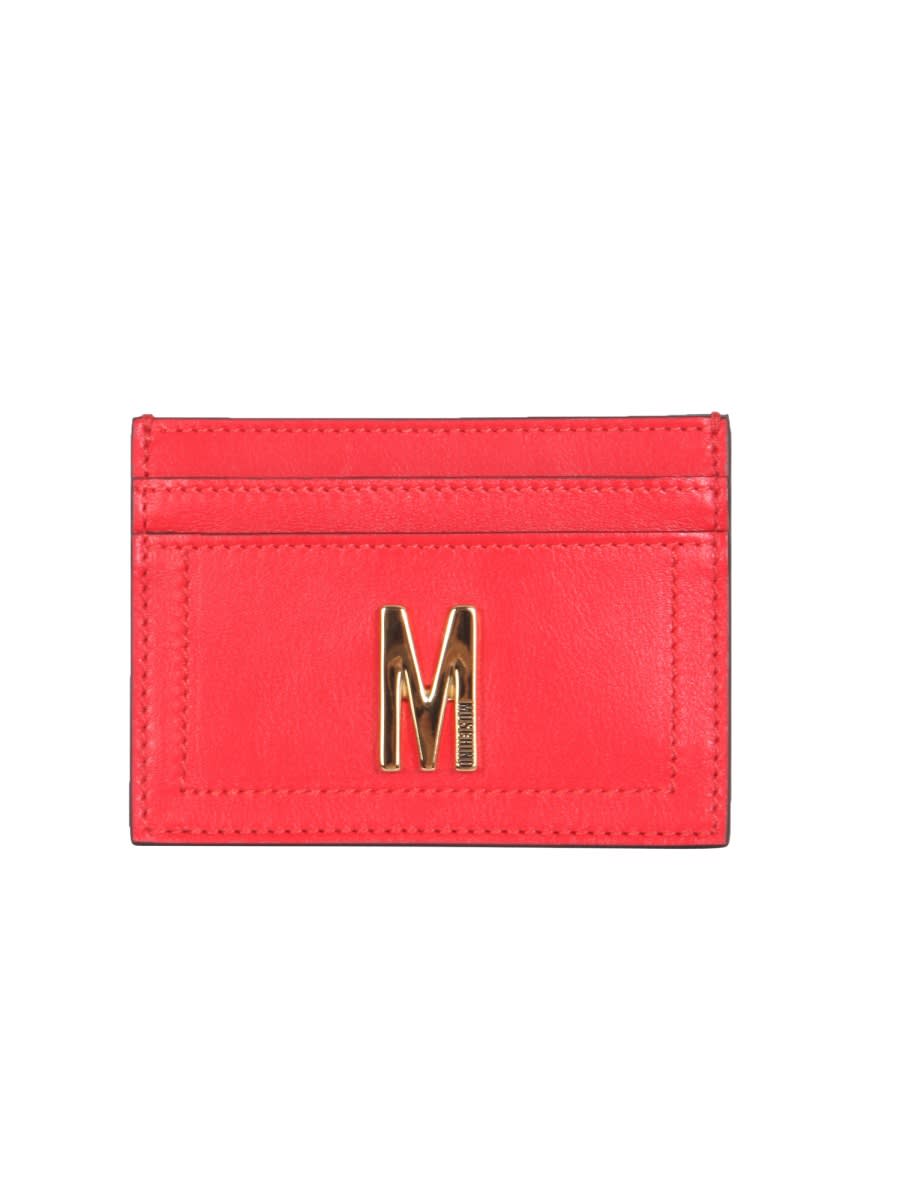 Shop Moschino Leather Card Holder In Red