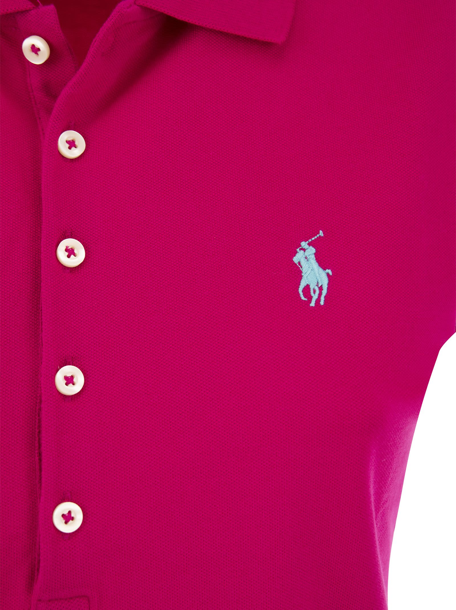Polo Ralph Lauren Dark Pink Pony Logo-embroidered Polo Shirt In Fuxia