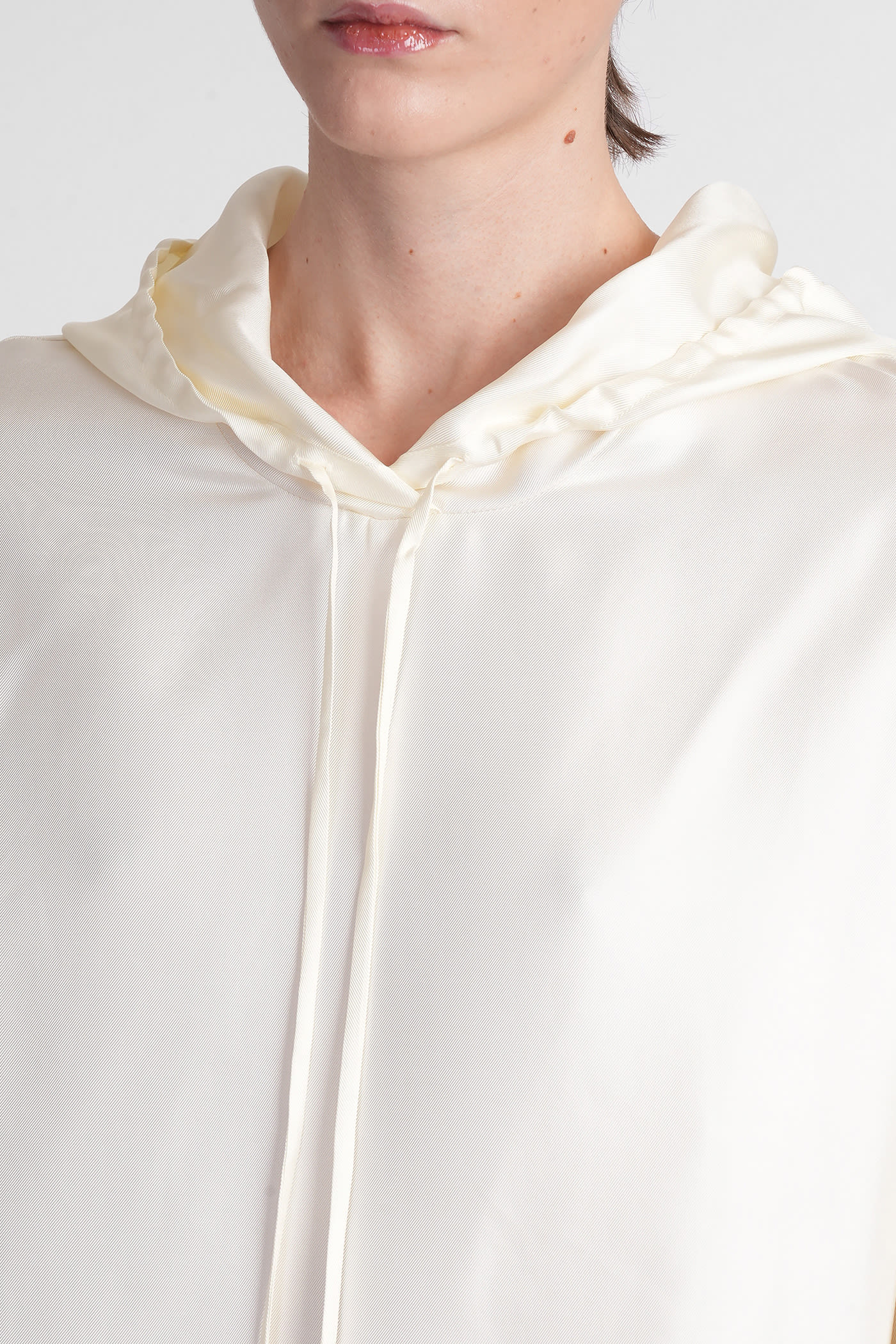Loulou Studio Ivory Hooded Blouse In Silk In Beige