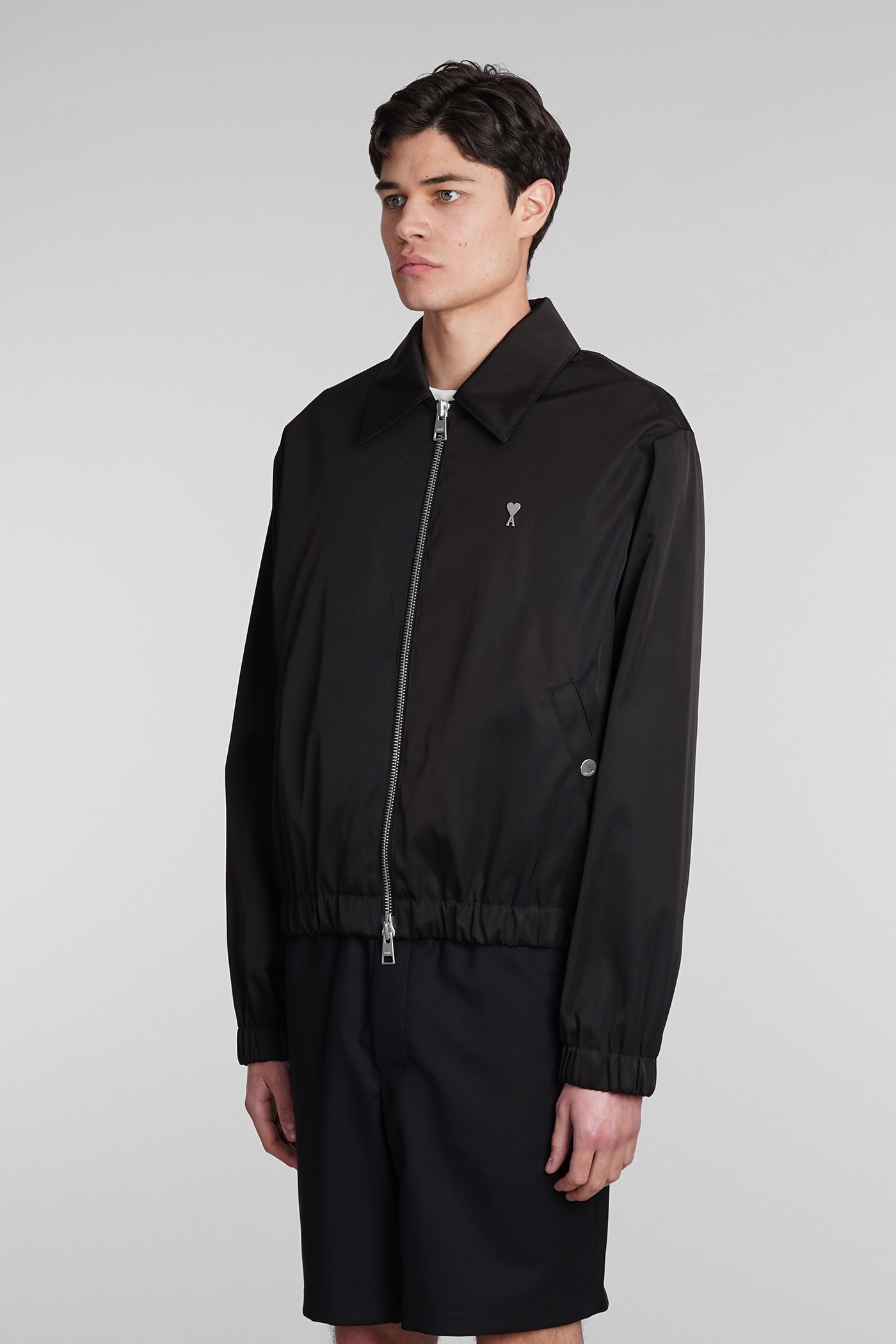 Shop Ami Alexandre Mattiussi Casual Jacket In Black Polyamide