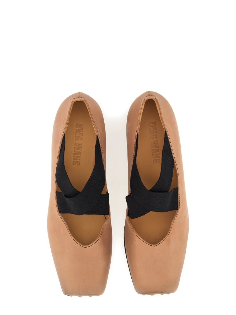 Uma Wang Pink Ballet Flats With Square Toe And Medium Heel In Suede Woman In Multi