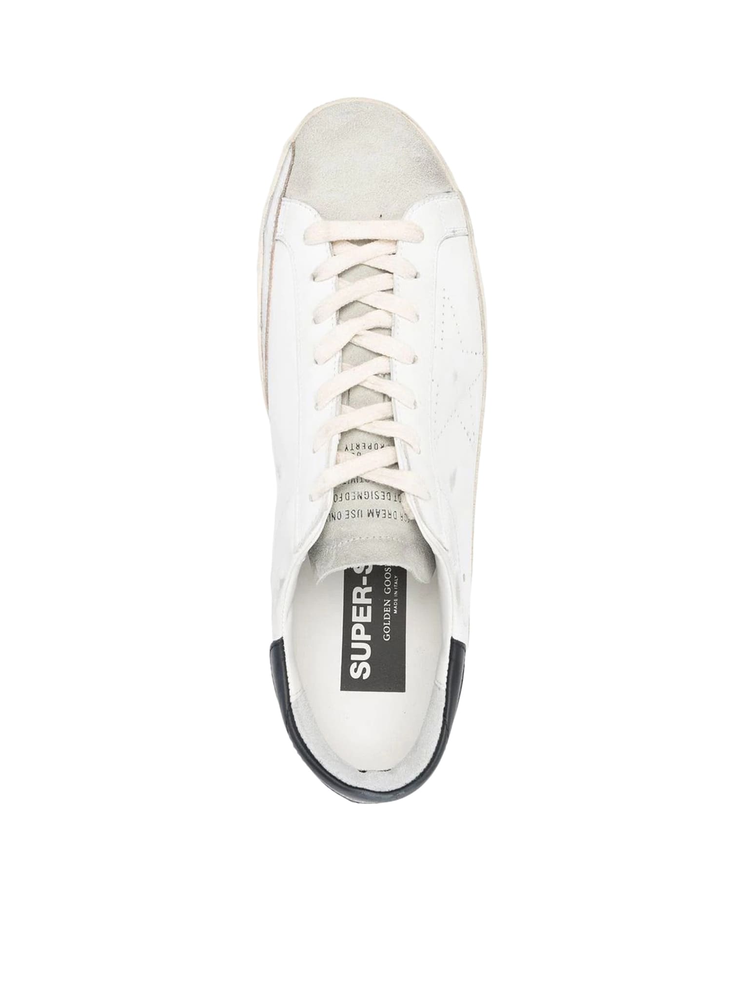 Shop Golden Goose Super-star Leather Upper And Heel Suede Toe Skate Star In White Ice Black