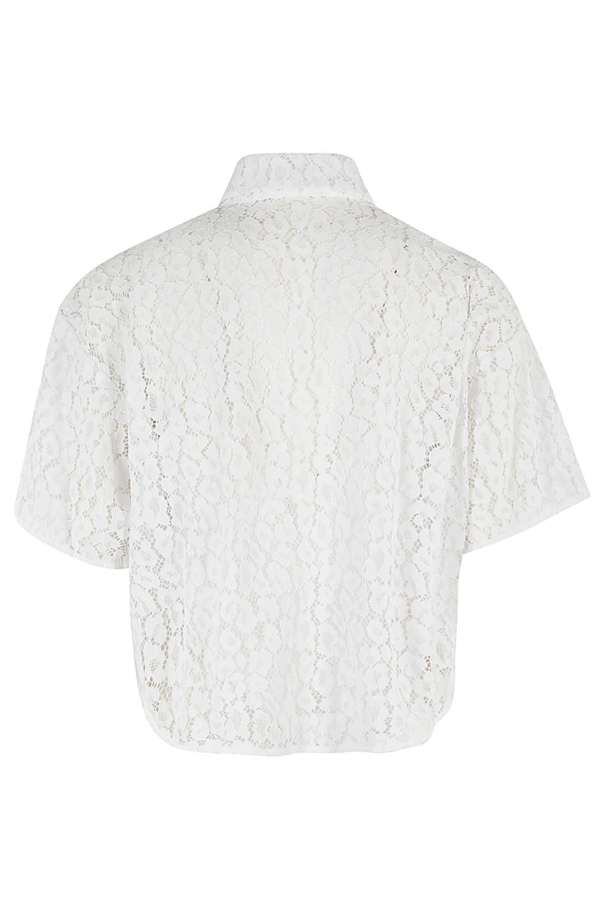 Shop Michael Michael Kors Lace Crop Shirt In White