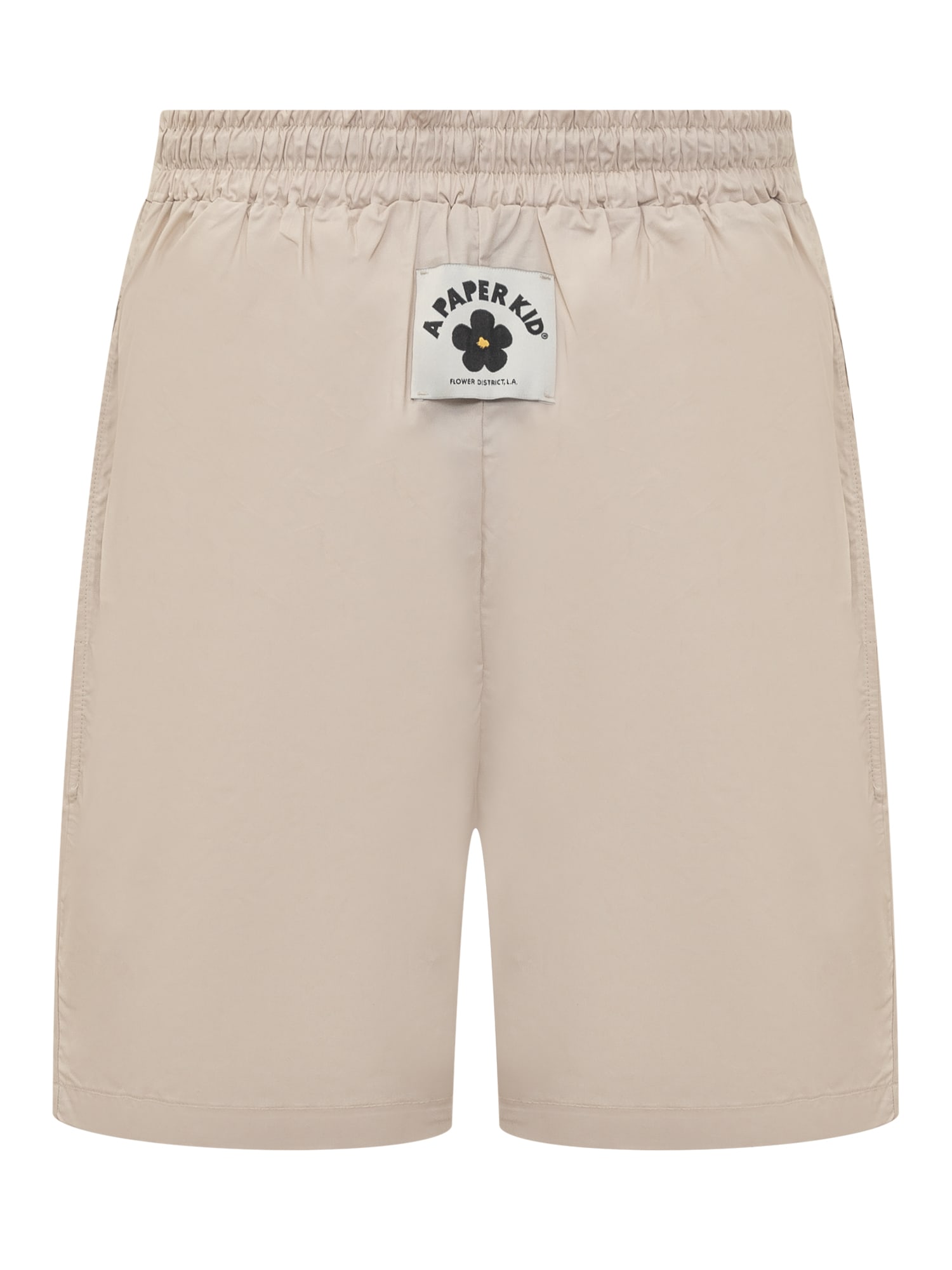 Shop A Paper Kid Cotton Poplin Short Pants With Darts. In Sabbia/sand