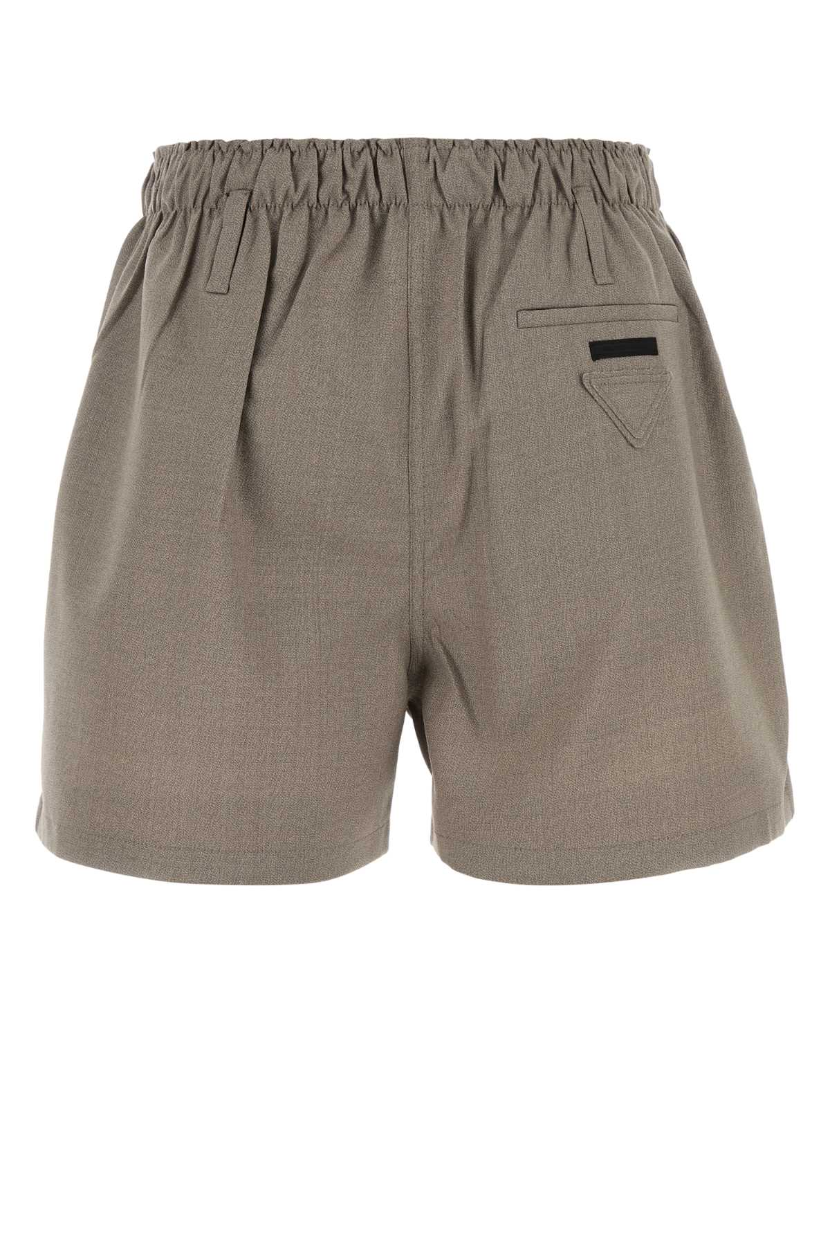 Prada Dove Grey Wool Shorts In Nude