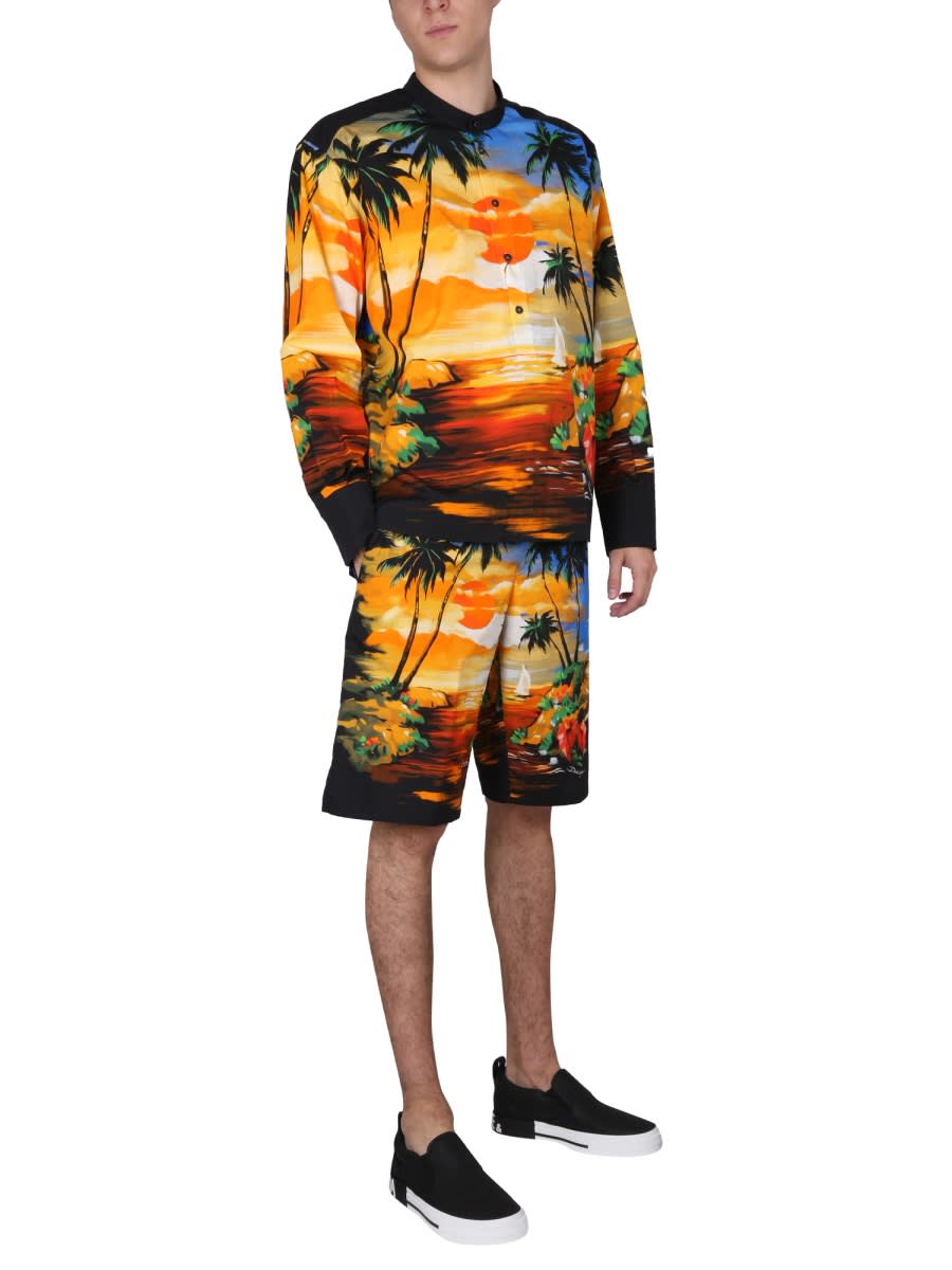 Dolce & Gabbana Bermuda Shorts With Hawaii Print In Multicolour