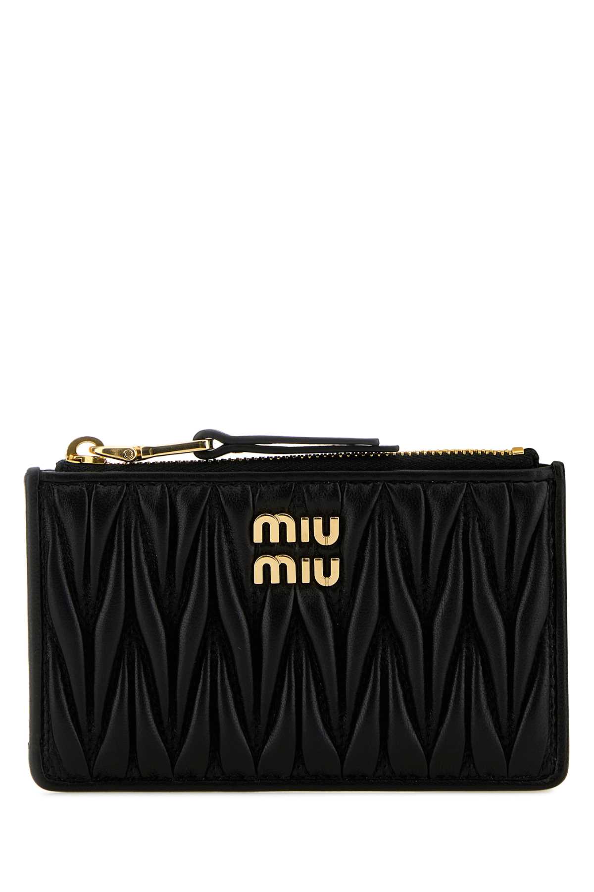 Shop Miu Miu Black Nappa Leather Card Holder In Nero