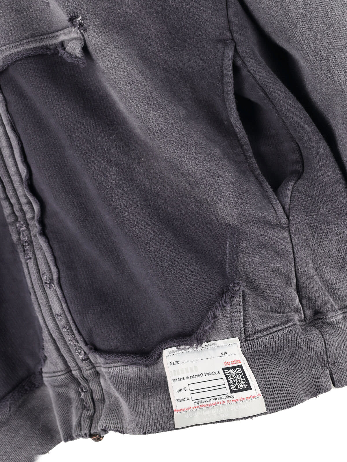 Miharayasuhiro Hooded Sweatshirt With Distressed Finish And Front Pockets In Black