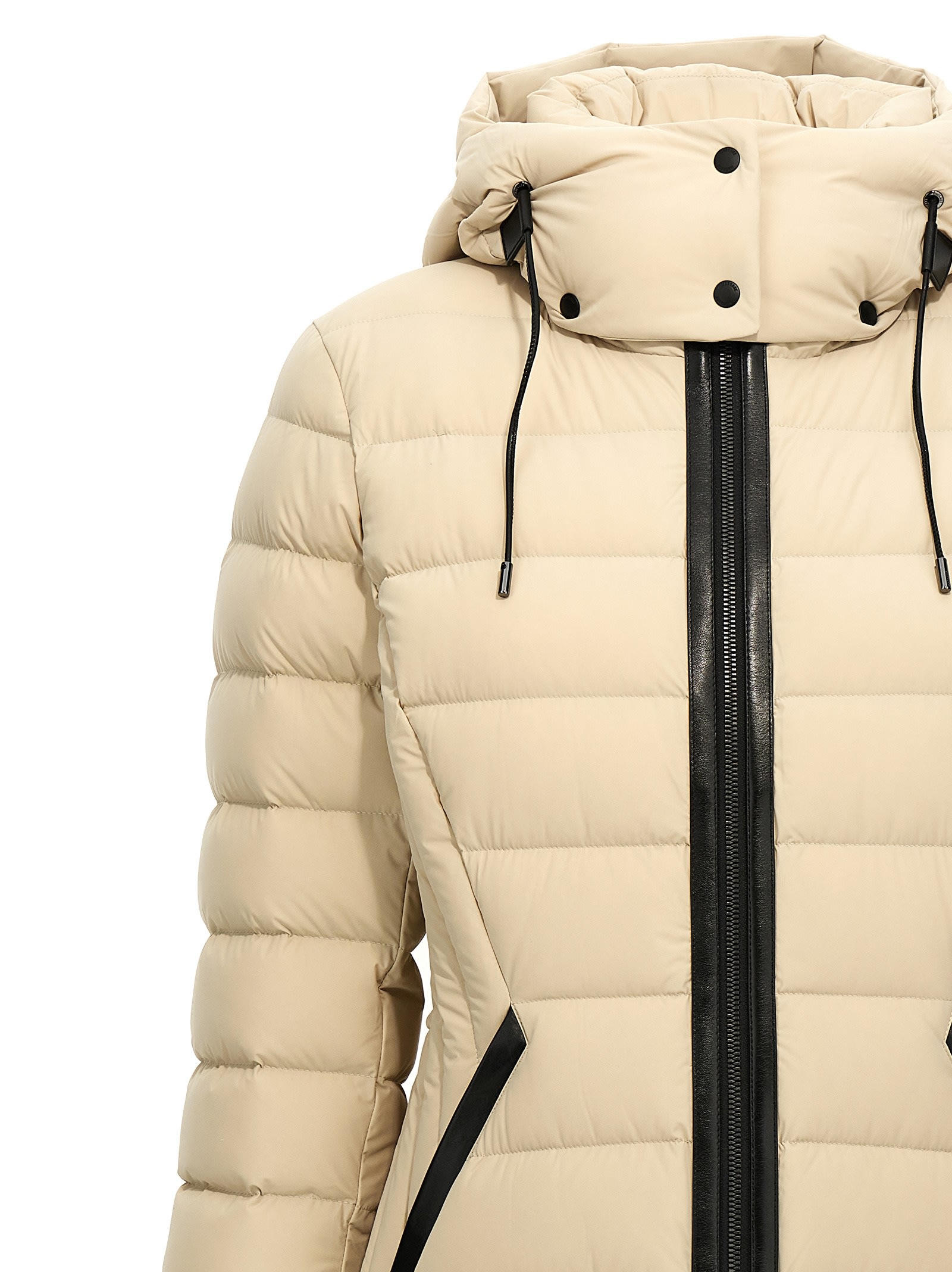 Shop Mackage Farren Long Down Jacket In Beige