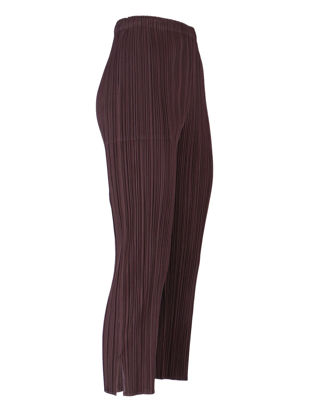 Issey Miyake Slim Fit Pleated Trousers In Brown