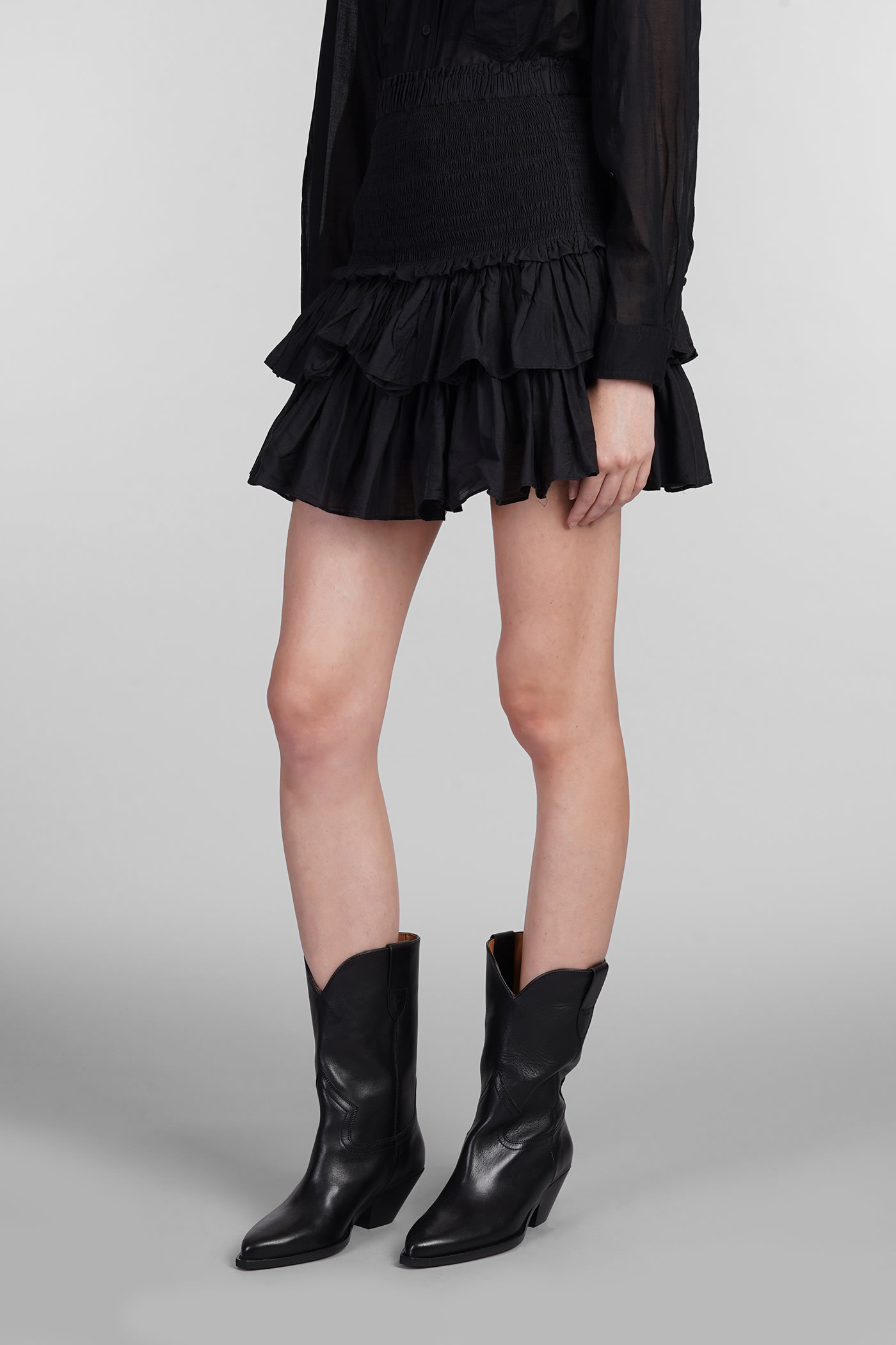 Shop Marant Etoile Naomi Skirt In Black Cotton