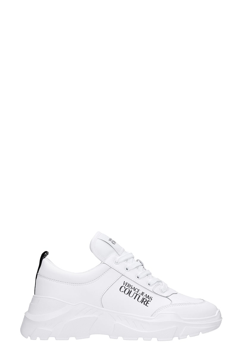 VERSACE JEANS COUTURE SNEAKERS IN WHITE LEATHER,11711057