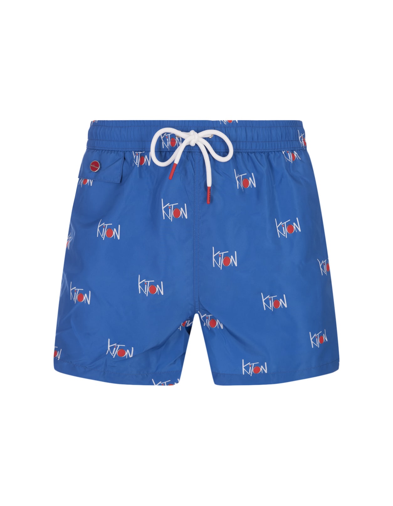 Blue Swim Shorts With All-over Logo