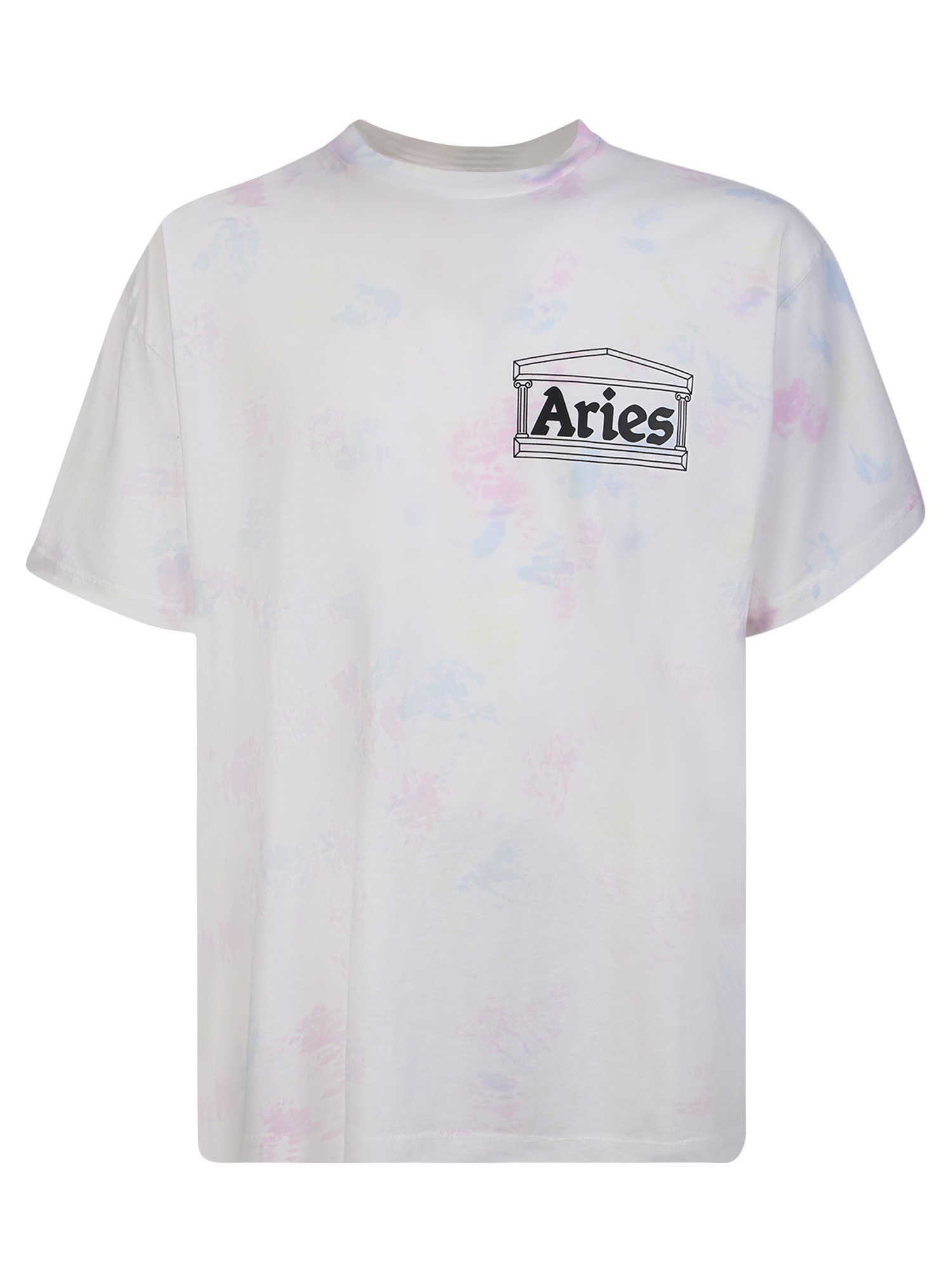 Shop Aries Logo Print Tie Dye T-shirt In Multi